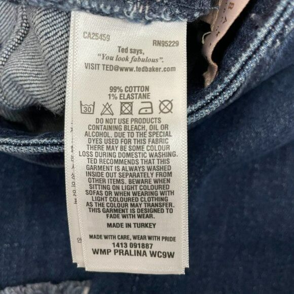 Ted Baker Pralina Daisy Floral Embroidered Raw Hem Ankle Jean Dark Wash 25 - Picture 8 of 11